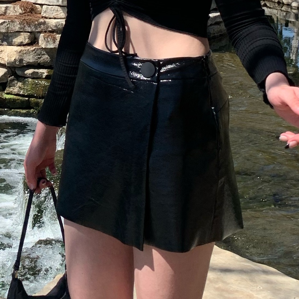 Elegant Black Leather Skort
